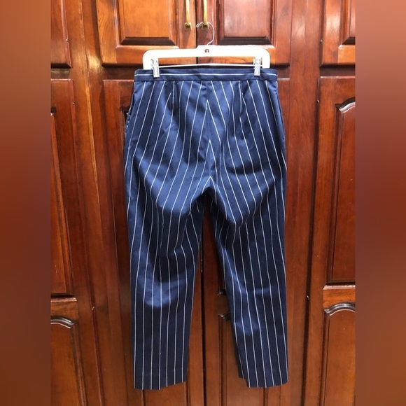 Lauren by Ralph Lauren Navy Striped Cropped Pants Sz 10 - Picture 3 of 5